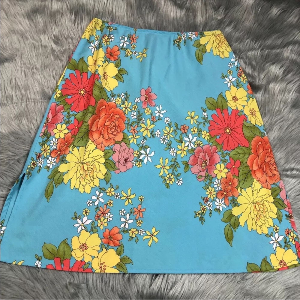 Vintage Y2K The Limited Blue Multicolored Floral Skirt Size Medium